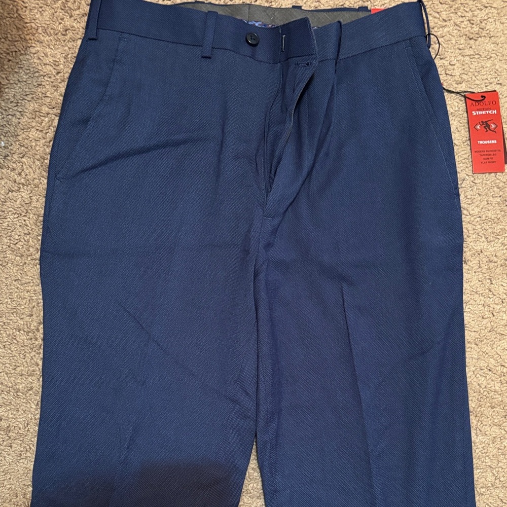 Adolfo Navy Motion Stretch Trousers